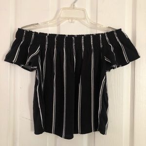 Kendall + Kylie striped off shoulder blouse